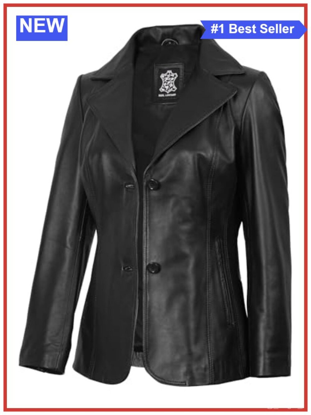 Real Lambskin Leather Blazer Notch Collar Regular Fit Long Sleeve